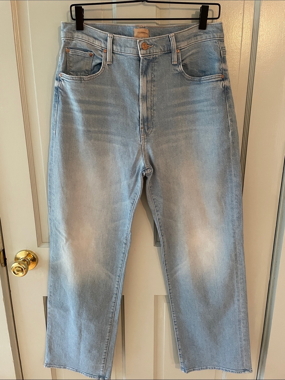 Mother The Rambler Zip Flood Wide Straight Leg  Cherie Cherie 32